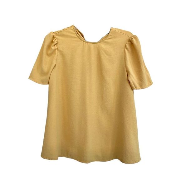 Tops - Yellow puff short sleeve top
